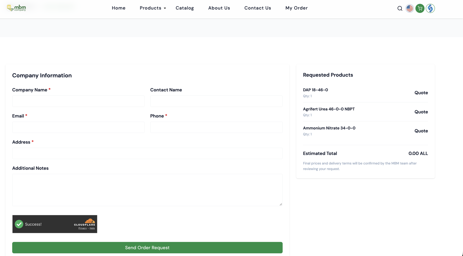 Quote request form