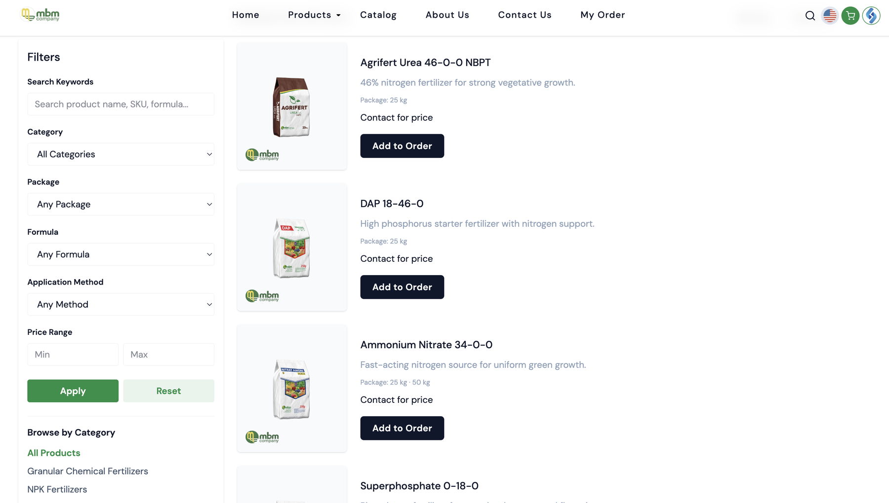 Same platform, a different catalog — agricultural supplies